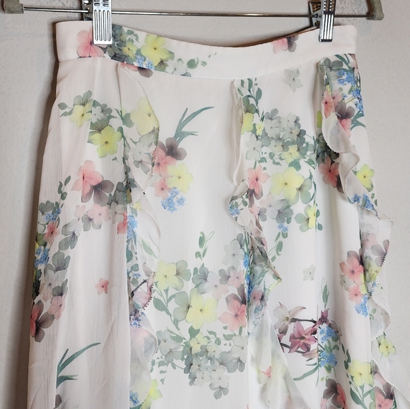 Ted Baker Lurissa Floral-Printed Ruffle Mini Skirt Ivory Size 4 (Ted Size 1) - Picture 15 of 16